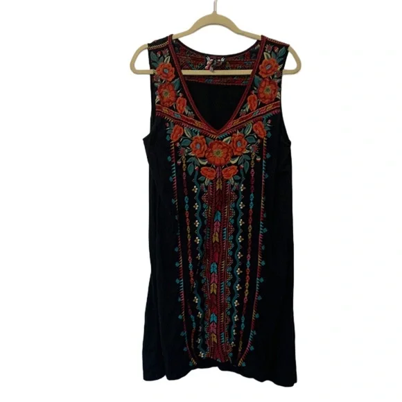 Johnny Was | Dresses | Johnny Was Black Boho Embroidered Tank Dress |  Poshmark